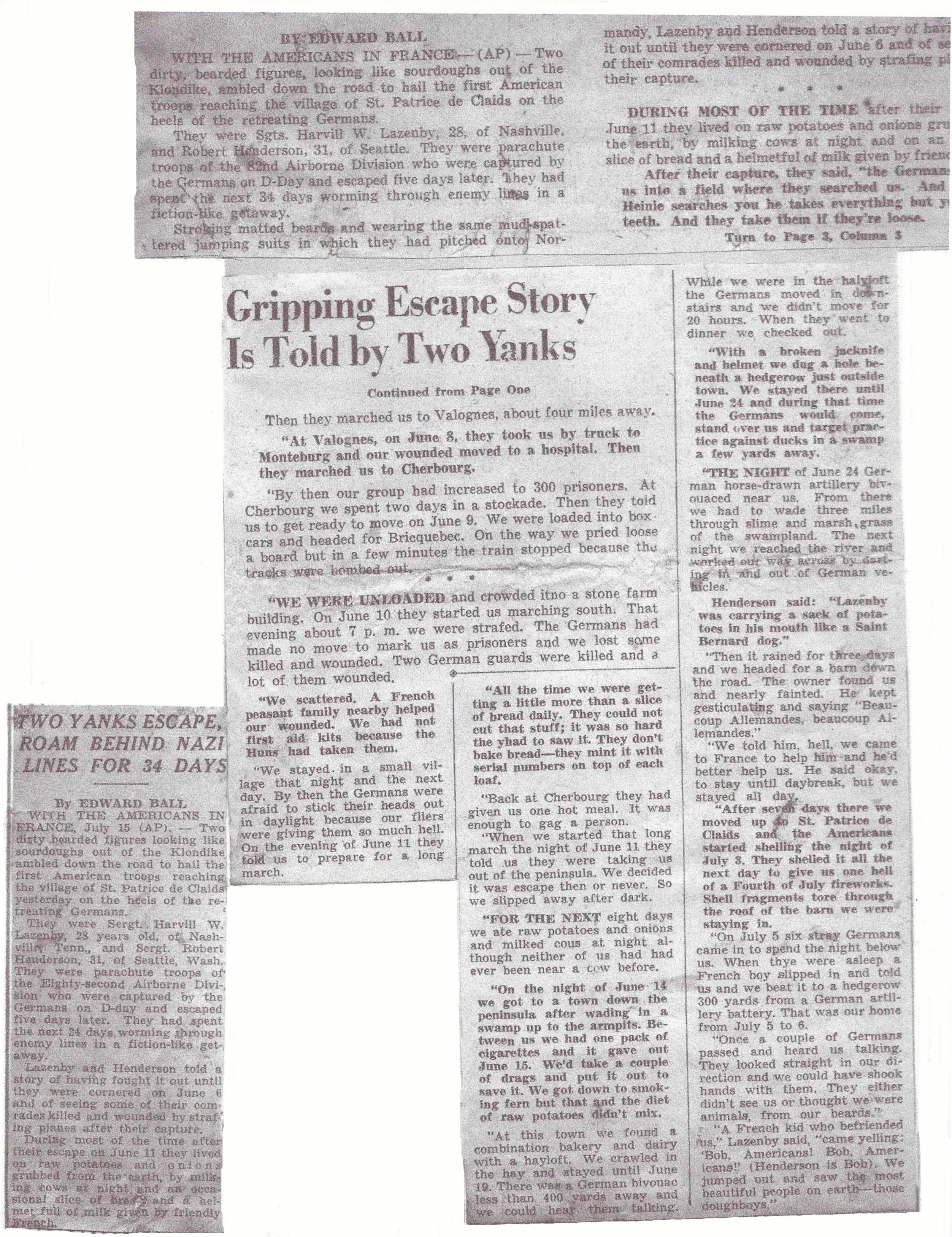 Sgt. Lazenby news clippings